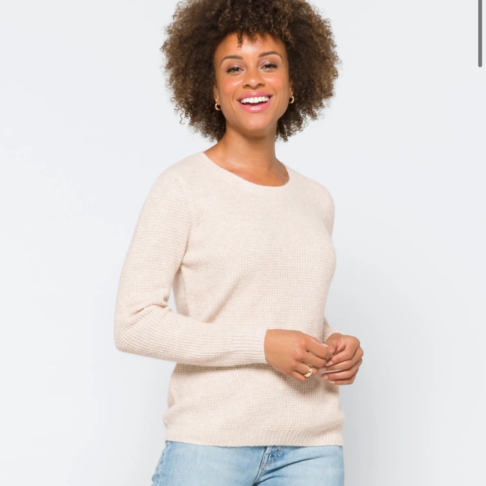 Cozy Crew Neck Waffle Texture Sweater
